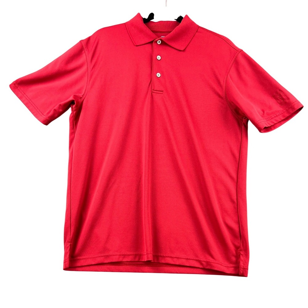PGA Tour Airflux Mens Medium Red Short Sleeve Golf Polo Shirt 3-Button Mesh